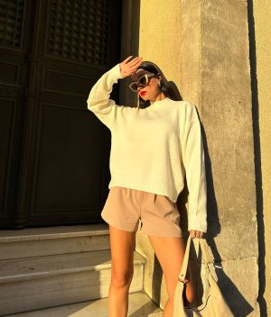 75100-Oversized Crew Neck Sweater - Long Sleeve