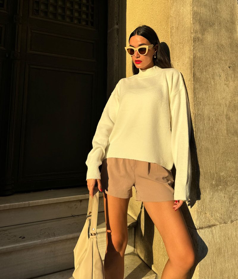 75100-Oversized Crew Neck Sweater - Long Sleeve - Görsel 5