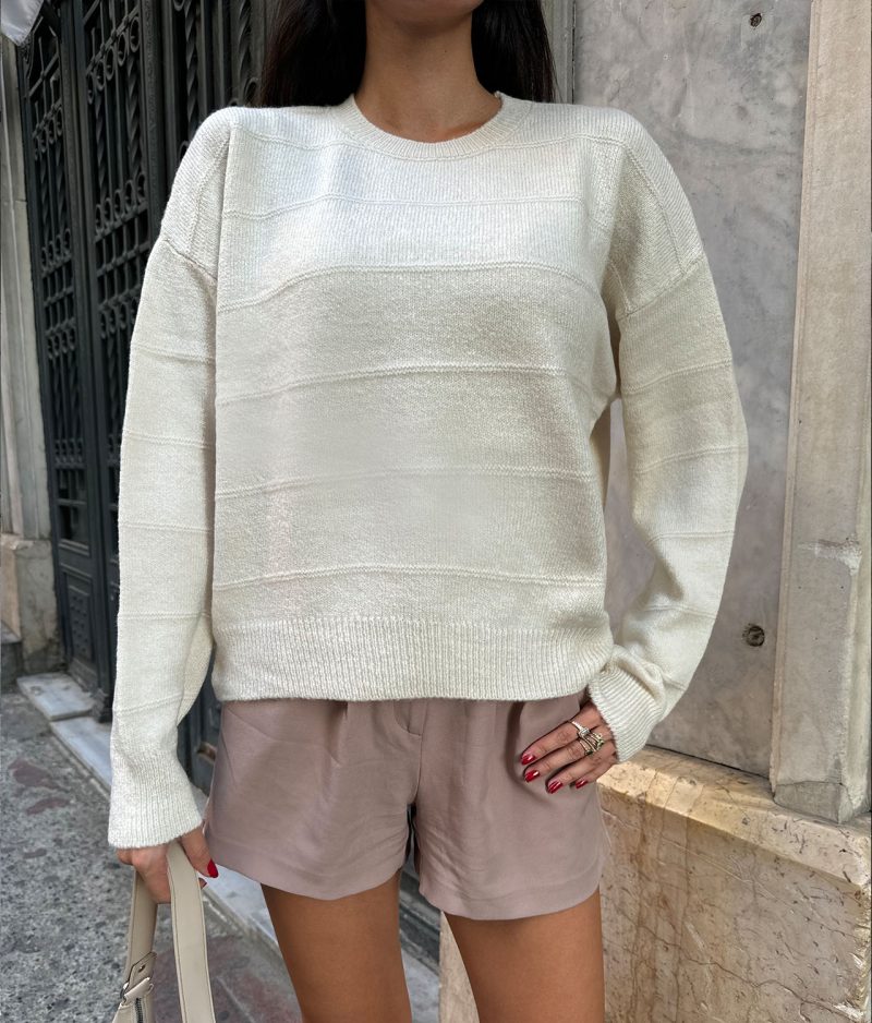 75102-Textured Crew Neck Sweater - Long Sleeve - Görsel 5