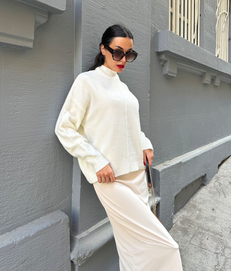 75103-Textured High Neck Sweater - Long Sleeve - Görsel 2