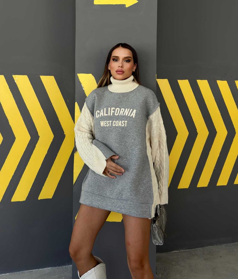 75111-California West Coast Oversized Graphic Sweatshirt - Görsel 2