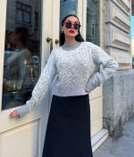 75112-Textured Knit Sweater - Crew Neck, Long Sleeve