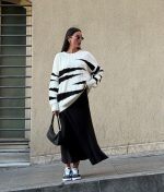 75104-Striped Knit Sweater - Crew Neck, Long Sleeve