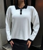 Polo neck sweater long sleeve wholesale knitwear