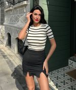 short sleeve striped knitwear wholesale item