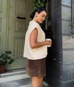chunky knit vest with cable pattern front view