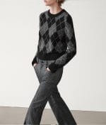3382-Argyle Knit Sweater Crew Neck Long Sleeve styled outfit