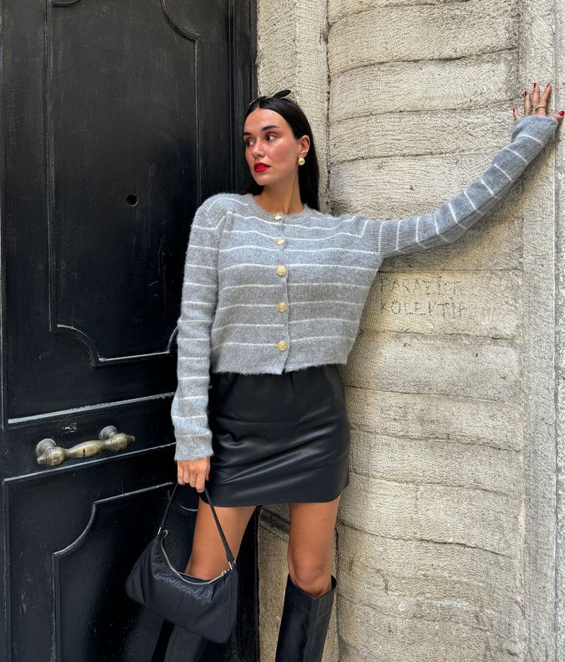 cropped cardigan with gold button details