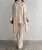 Cable knit turtleneck sweater from the three piece set