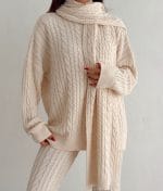 Cable knit pants from matching three piece set