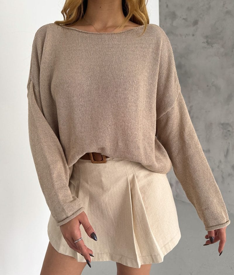 relaxed fit lightweight knit sweater front view