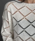 long sleeve open knit sweater with diamond design