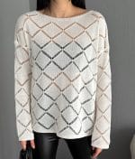 breathable diamond pattern sweater for layering