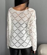 casual geometric open knit sweater for everyday wear