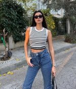 White and Black Sleeveless Knit Crop Top