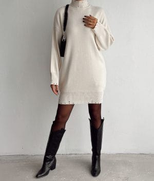 Long sleeve sweater knit dress for wholesale fashion buyers