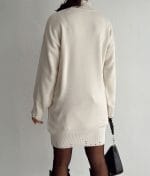 Wholesale women’s sweater knit dress in cream with embellishments
