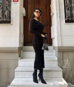 Elegant off shoulder ribbed midi dress for women wholesale