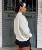 long sleeve embroidered knit sweater for women