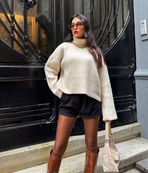 ribbed turtleneck knit sweater long sleeve pullover
