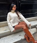 ribbed knit turtleneck sweater soft fabric pullover