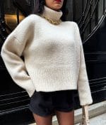 cozy ribbed turtleneck sweater with long sleeves