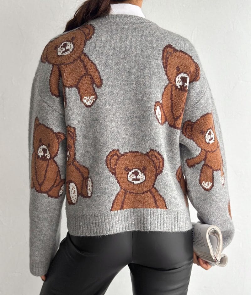 wholesale teddy bear pattern knitwear for boutiques