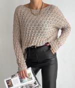 open knit chevron pattern sweater front view