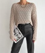 lightweight long sleeve chevron knit top