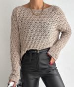 wholesale chevron pattern open knit sweater for boutiques