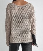 close-up of chevron open knit texture on sweater
