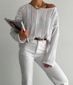 breathable lightweight knit sweater in openwork style