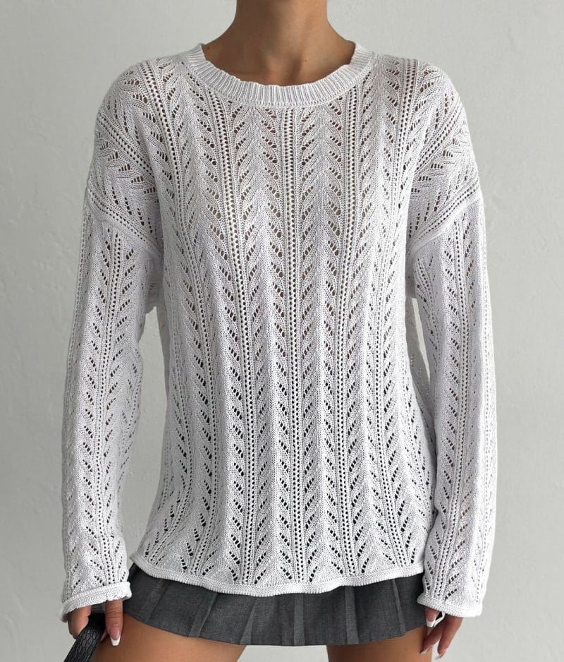 close-up of chevron stripe open knit texture