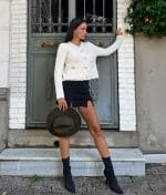 women’s long sleeve textured knit cardigan with gold buttons