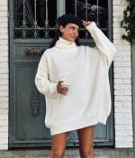 long sleeve knit sweater dress with relaxed fit