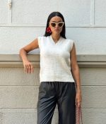 sleeveless v-neck knit vest front view