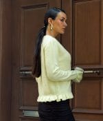 elegant knitwear cardigan with ruffle hem