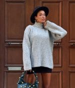 long sleeve ribbed turtleneck sweater close-up