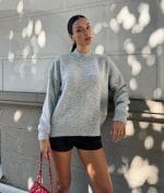 Plain Knit Sweater in grey with mock neck and long sleeves