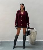 Classic knitwear cardigan with button front and V neckline