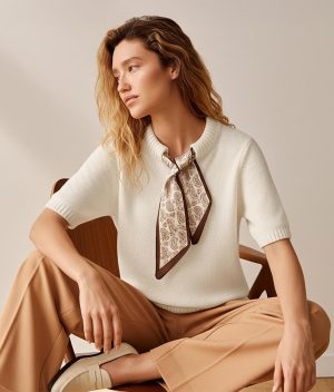 off white scarf detail knit top wholesale