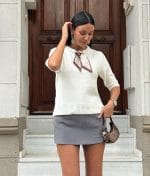 Scarf detail knit top designed for modern wholesale knitwear collections