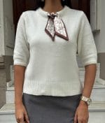 Elegant scarf detail knit top suitable for everyday and smart styling