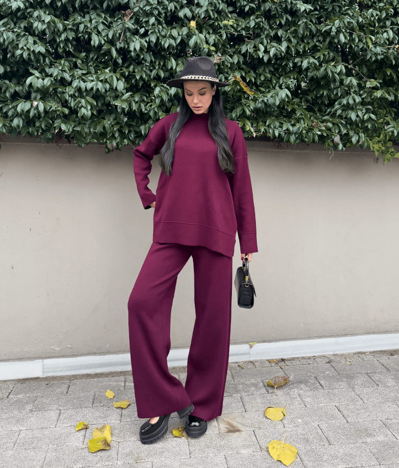 Women’s long sleeve knit two piece set designed for modern styling