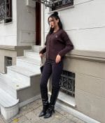 Women’s embroidered teddy knit cardigan featuring soft knit texture