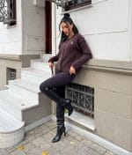 Minimal embroidered teddy knit cardigan for boutique women’s fashion