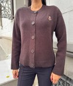 Classic knit cardigan with embroidered teddy detail