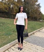 6577-Short Sleeve Polo Knit Top-Off White-4 Classic polo style short sleeve knit top for women’s knitwear brands