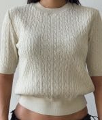 Soft cable knit top fine texture detail