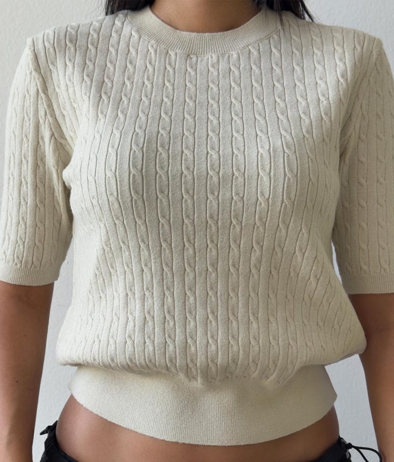 Soft cable knit top fine texture detail